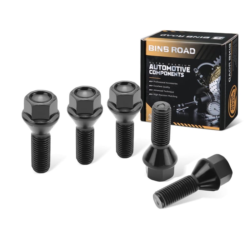 BINB ROAD 36136781150 Wheel Lug Bolt M12×1.5 Black Compatible with BMW 1 3 5 X Z Series Mini E46 325 E90 E39 E60 E53,5Pcs - Image 1